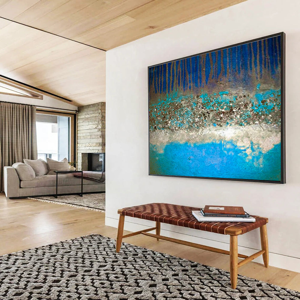 “Textured Blue Forest Abstract” - Nature - inspired Textured Painting On Canvas DKS385