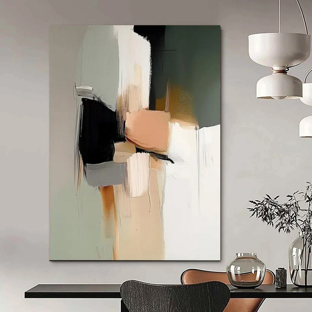 Neutral and Black Abstract, "Urban Blocks" – Abstract Cubist - Inspired On Canvas PS0943