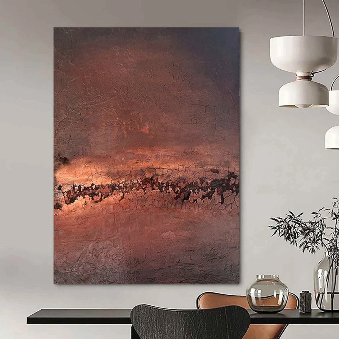 “Rusty - Toned Textured Abstract” - Industrial Abstract Painting On Canvas PS0108