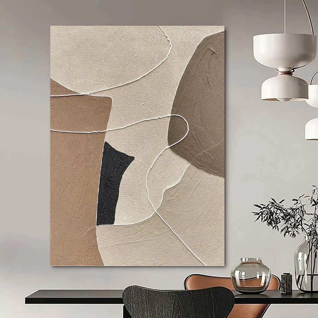 “Neutral - Toned Abstract Shapes” - Minimalist Abstract Painting On Canvas PT1112