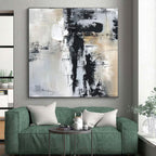 “Black - White - Gray Urban Abstraction” - Black, White, Gray Abstract Painting On Canvas PS0501
