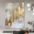 Gray, Gold, White with Textured Layers "Gilded Aura" Abstract Painting On Canvas PS1275