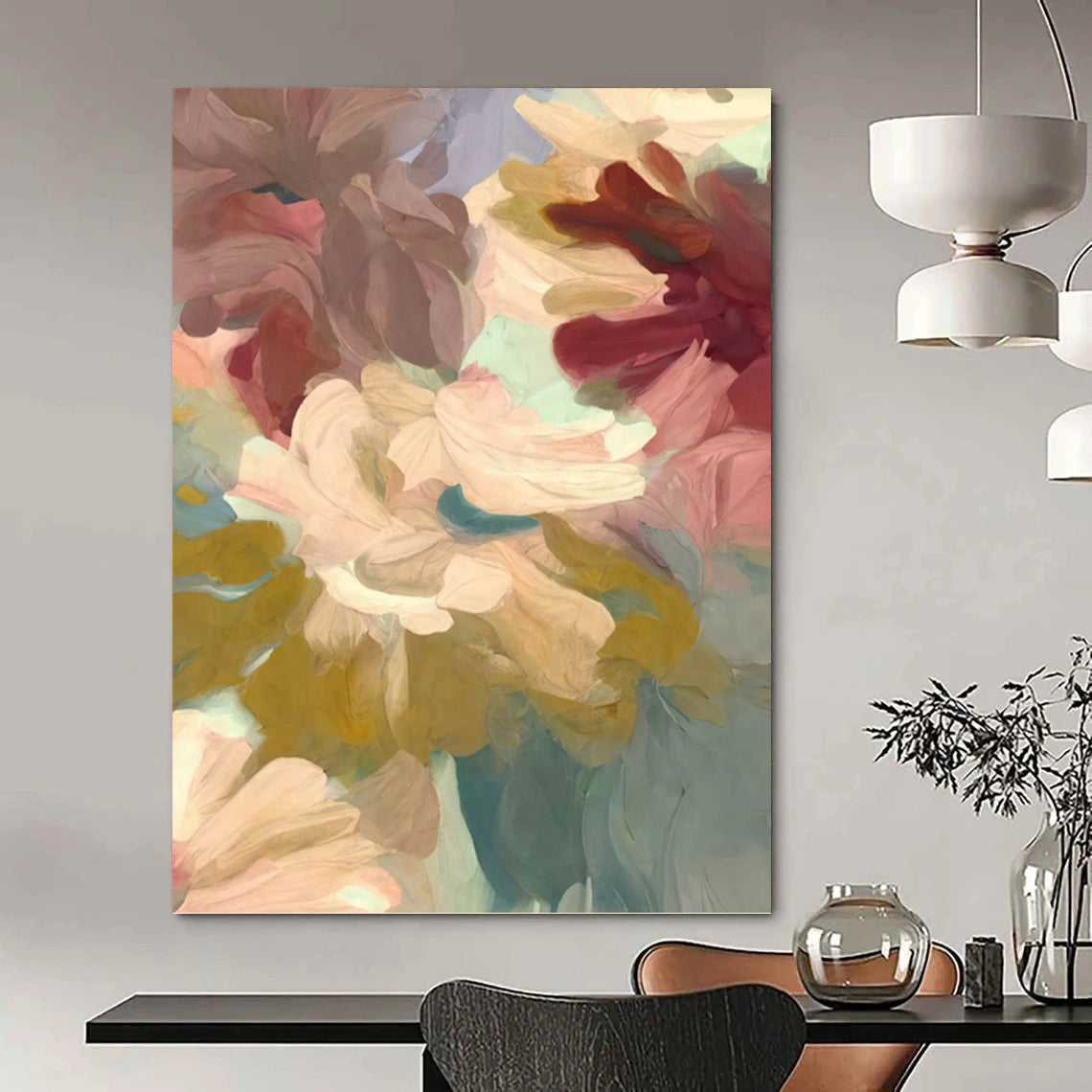“Pastel Flower Abstract” - Minimalist Floral Painting On Canvas PT1353