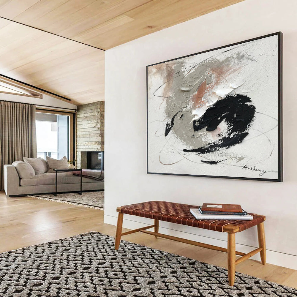 Neutral Swirls and Textures - Expressive Abstract Painting On Canvas DKS312