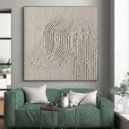 “Textured White Curved Lines” - White, Light - colored Abstract Textured Painting PS0596