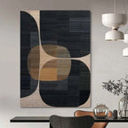 “Black - Brown - Beige Geometric” - Modern Abstract Painting On Canvas PS0162