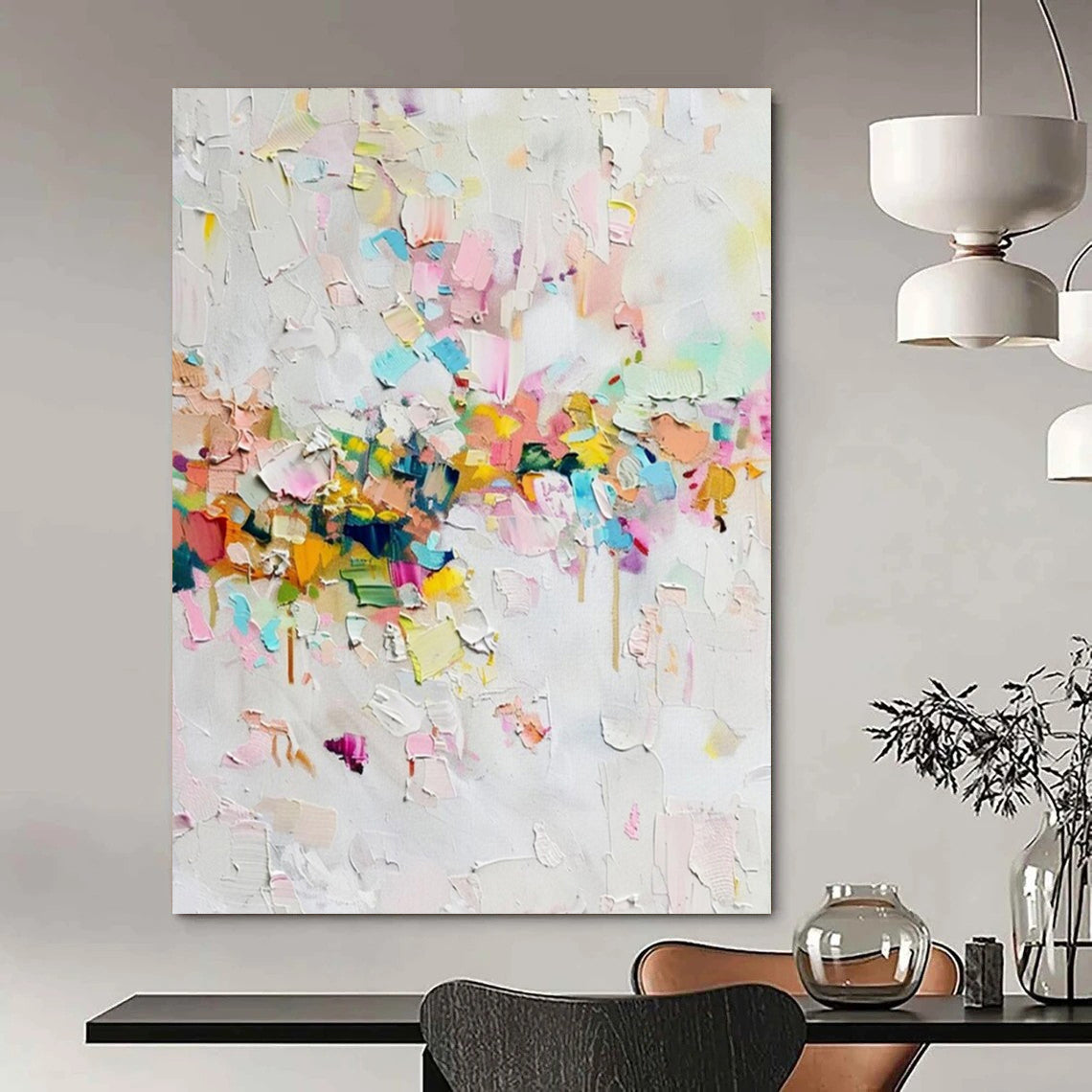 Colorful Palette Knife, "Blossoming Joy" – Palette Knife Abstract Painting On Canvas PS1023