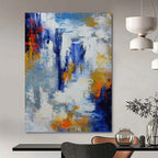 “Blue - Gold Abstract” - Abstract Expressionist Painting On Canvas PT1338