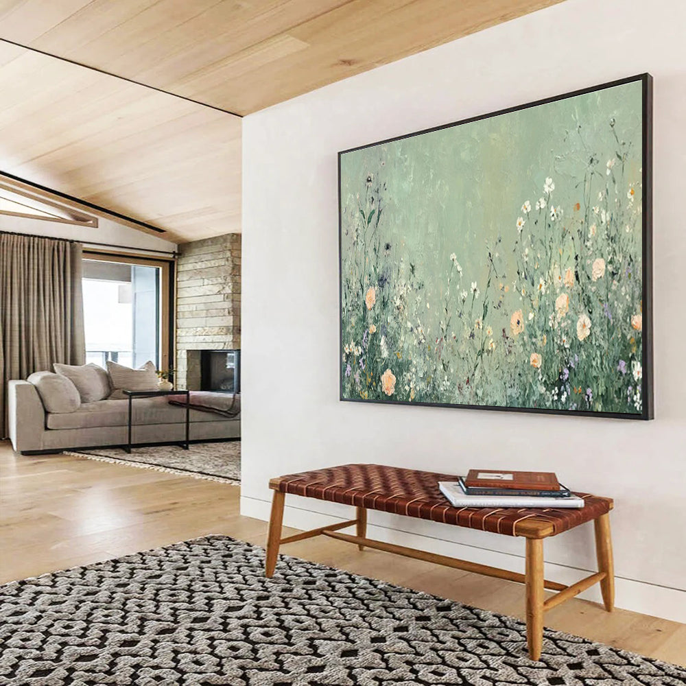 Wildflower Serenity - Wildflower Field Oil Painting, Suited for Spa & Guest Room DKS668
