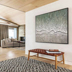 “Green - White Textured Beach” - Aerial Perspective “Wave Ripple” Painting On Canvas PT1667