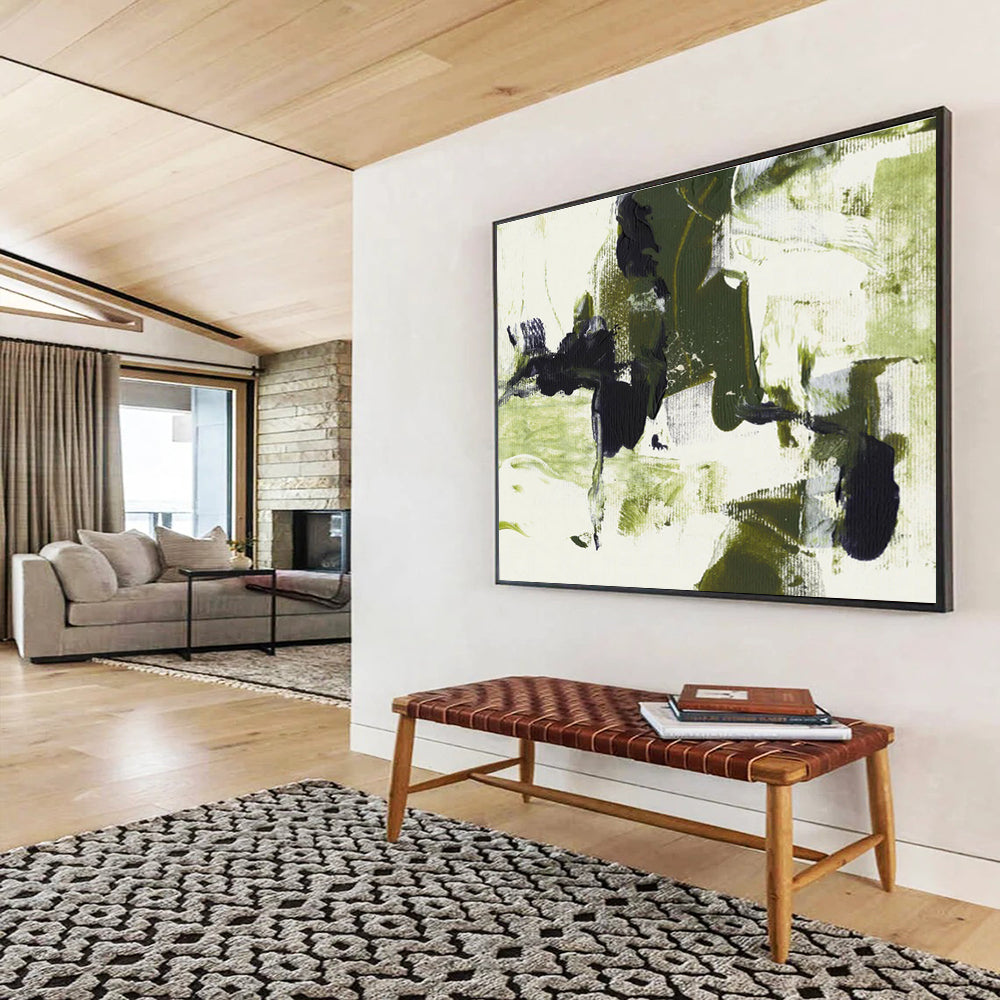 “Green - Black Abstract Forms” - Bold Nature - inspired Painting On Canvas DKS444