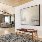 Subtle Beige and Gray Horizon - Minimalist Landscape Painting On Canvas DKS331