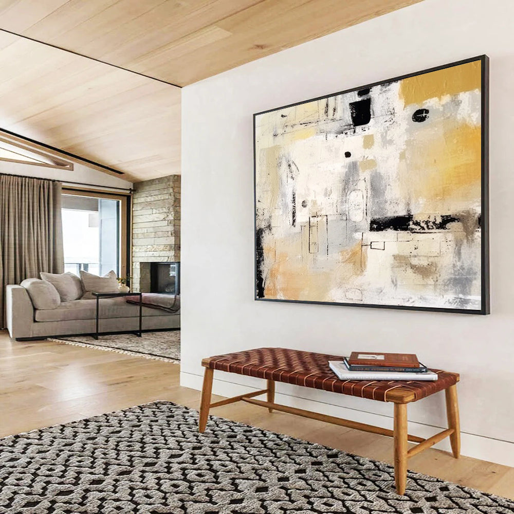 “Neutral Tones Abstract Composition” - Modern Abstract Painting On Canvas PT061