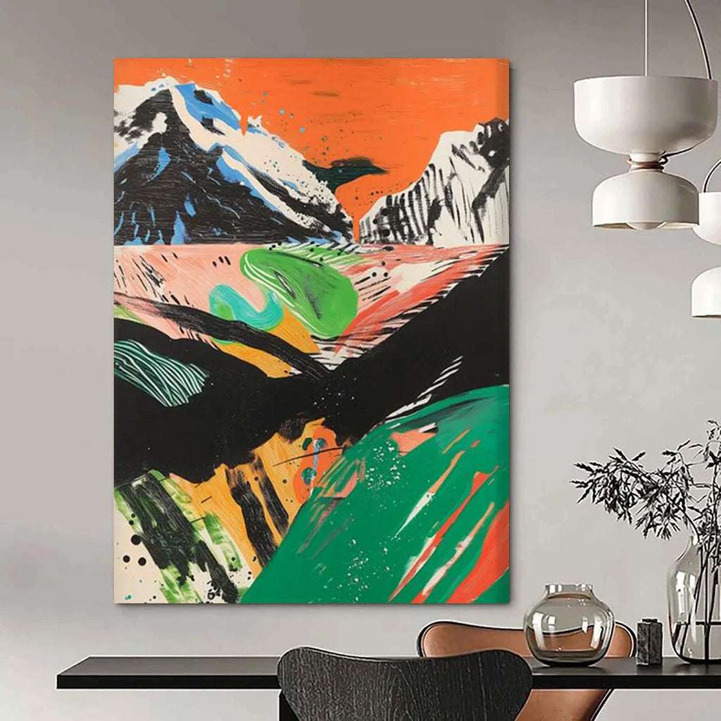 Colorful Mountain Landscape Painting On Canvas DS092