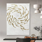 “Gold Fish Swirl” - Abstract, Symbolic Painting On Canvas PT1544