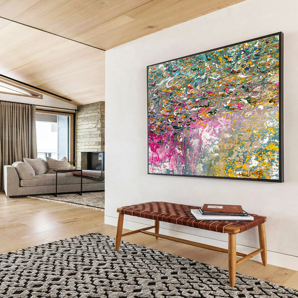 “Color - Drenched Textured Field” - Textured Oil Painting on Canvas DKS920