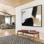 “Neutral - Tone Abstract Shapes” - Black - Beige - White Abstract Painting On Canvas PT1569