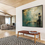 “Woman by the Water in Teal and Gold” - Impressionistic Figurative Painting On Canvas PT087