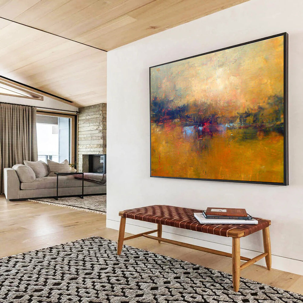 “Golden Hour Abstract” - Warm - toned Landscape Painting On Canvas DKS399