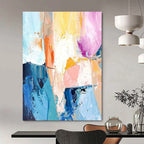 “Blue & Pink Abstract Cascade” - Flowing Abstract Painting On Canvas DS280