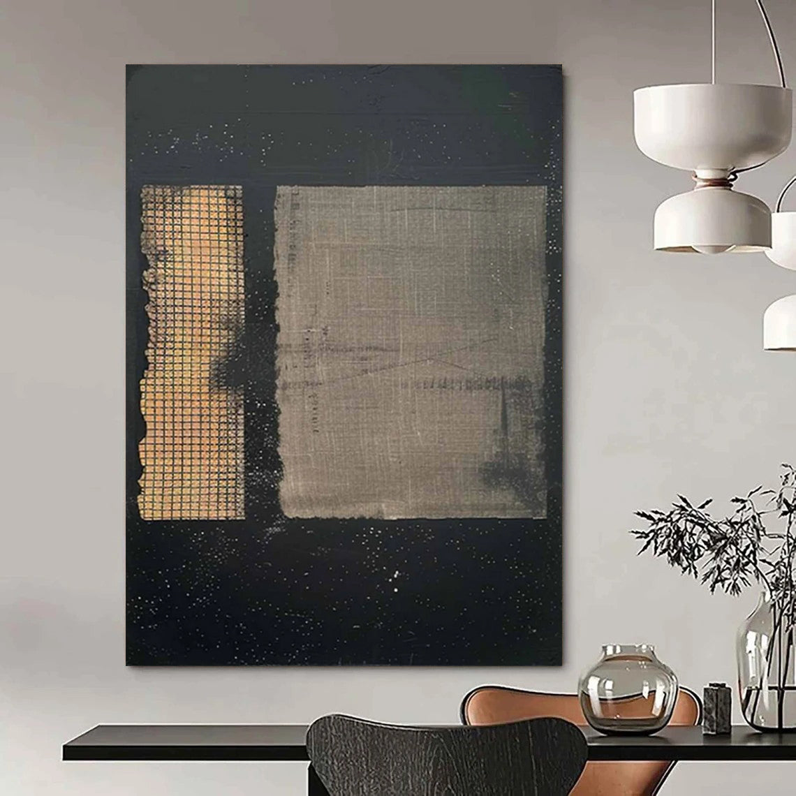 “Black & Grey Textured Abstract” - Subtle Abstract Painting On Canvas DS307
