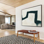 “Bold Black Curved Strokes” - Abstract Expressionist - Painting On Canvas PT1790