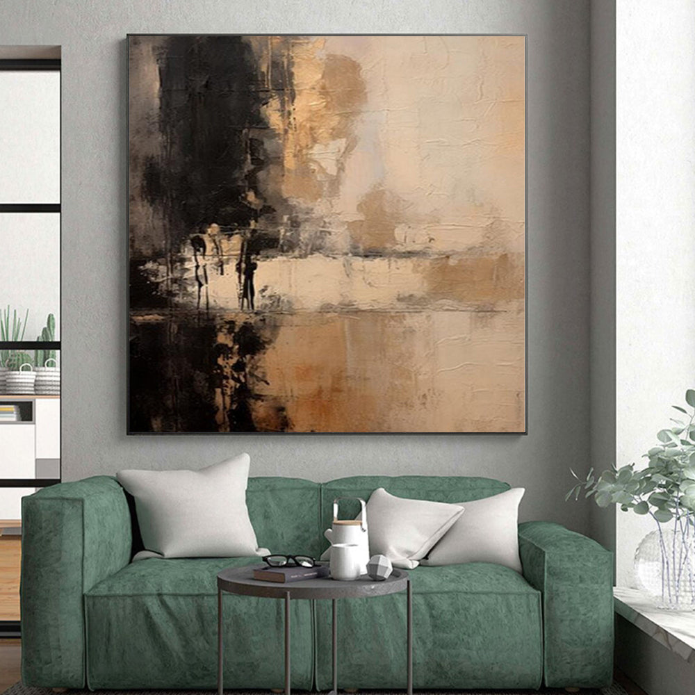“Earthy - Toned Abstract with Subtle Silhouettes” - Impressionistic Abstract Painting On Canvas PS0252