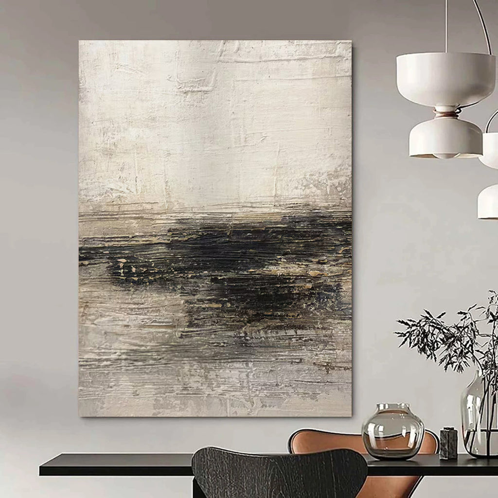 Light Gray and Black Textured, "Subtle Depths" – Textured Abstract Painting On Canvas PS0986