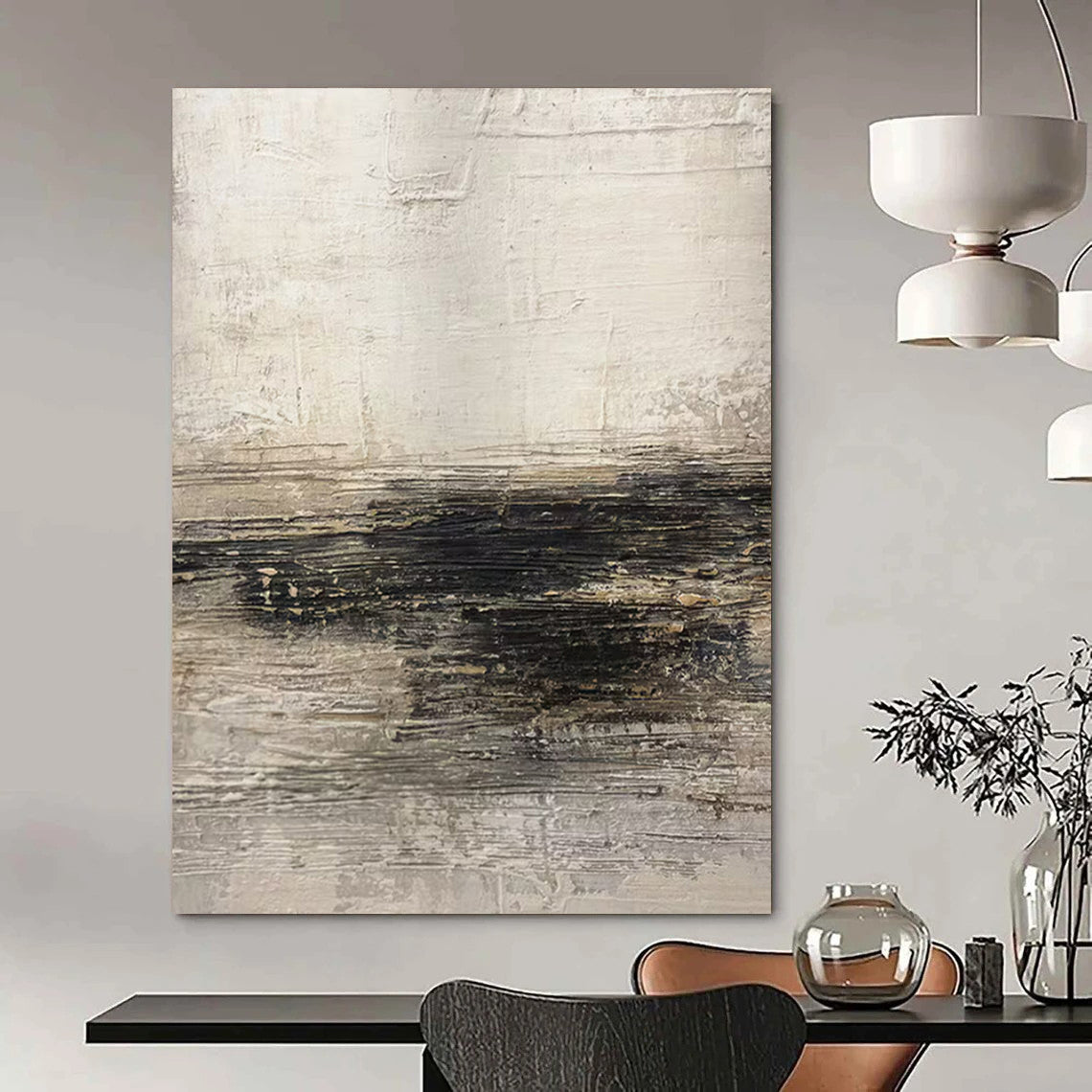 Light Gray and Black Textured, "Subtle Depths" – Textured Abstract Painting On Canvas PS0986