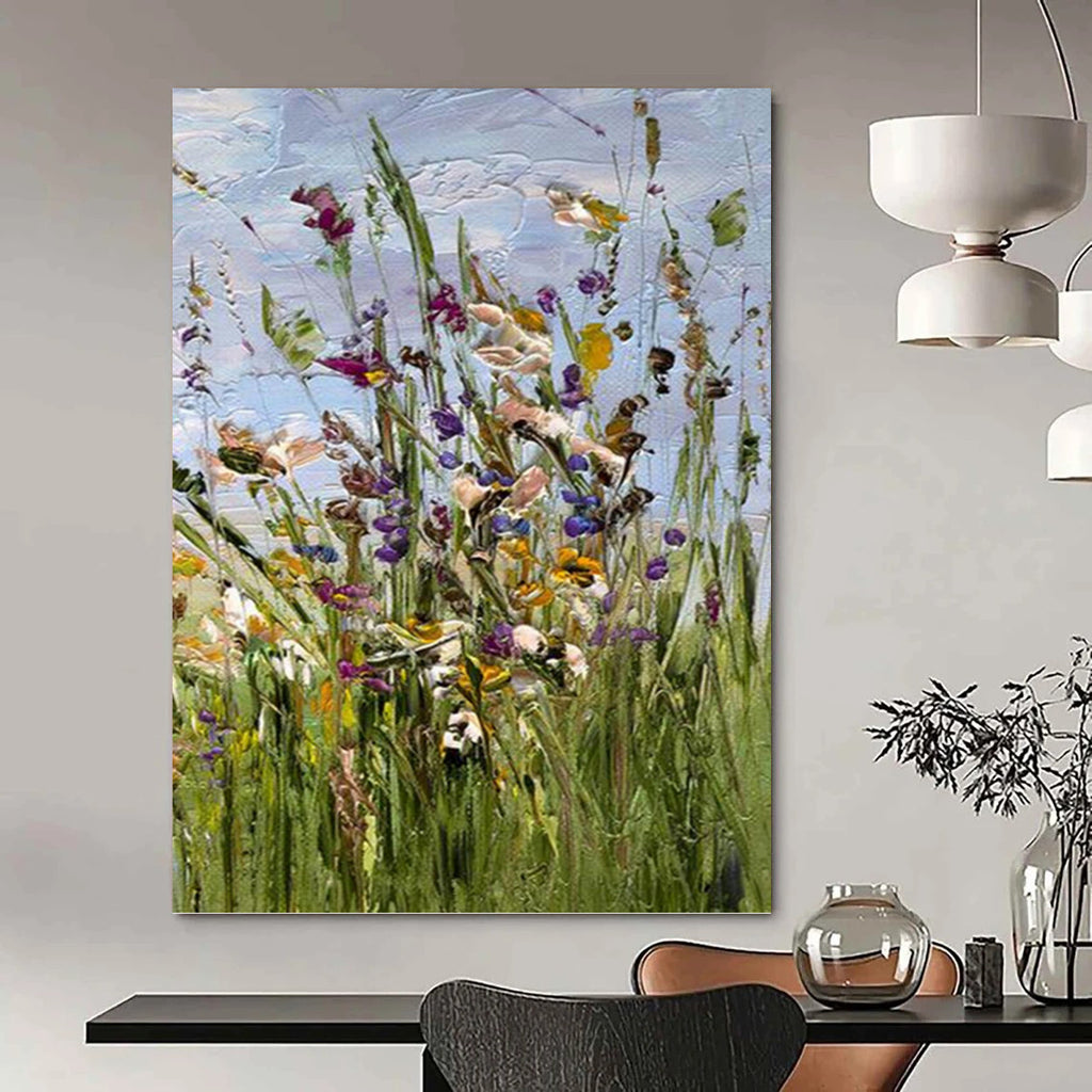 “Colorful Wildflowers: Impasto Floral Painting” - Vibrant Botanical Art On Canvas PT0947