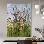 “Colorful Wildflowers: Impasto Floral Painting” - Vibrant Botanical Art On Canvas PT0947