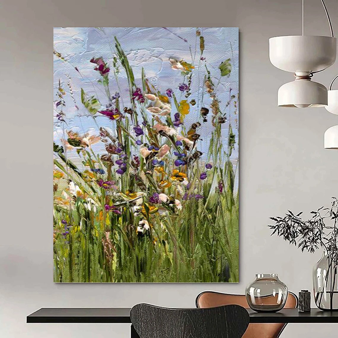 “Colorful Wildflowers: Impasto Floral Painting” - Vibrant Botanical Art On Canvas PT0947