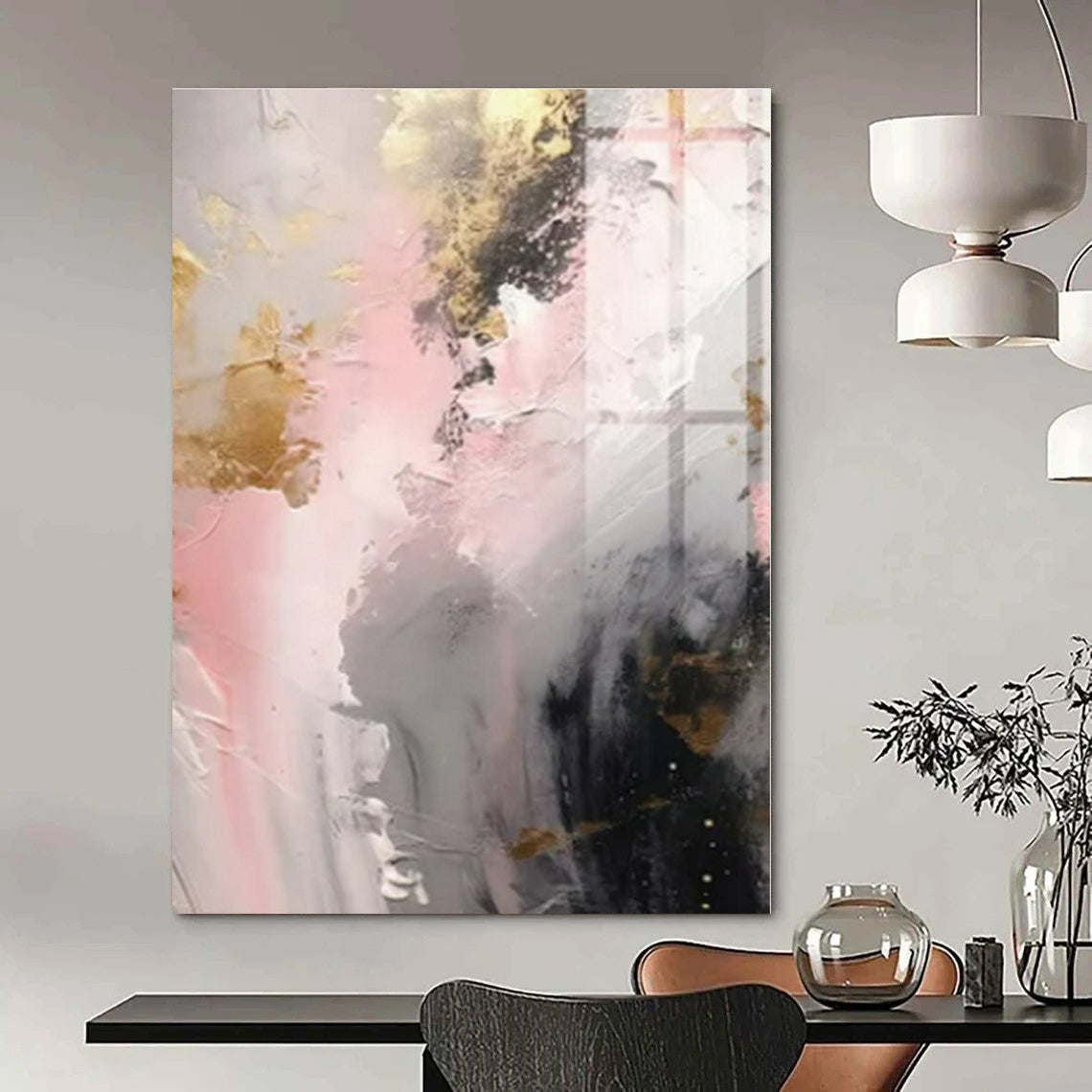 Blush and Gold Dreamscape - Soft - Textured Abstract Painting On Canvas PS1245