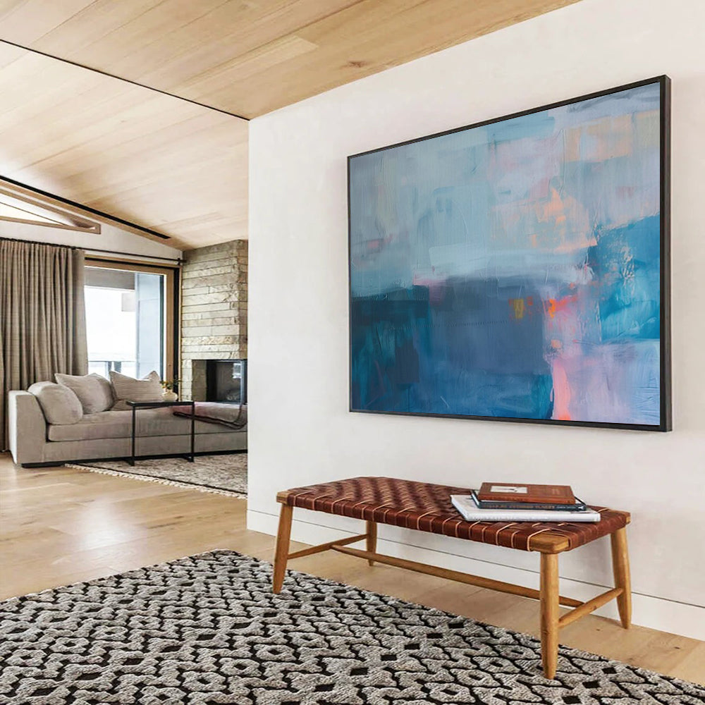 “Soft Blues & Hazy Shapes” - Abstract Color Blend - Painting On Canvas PT1685