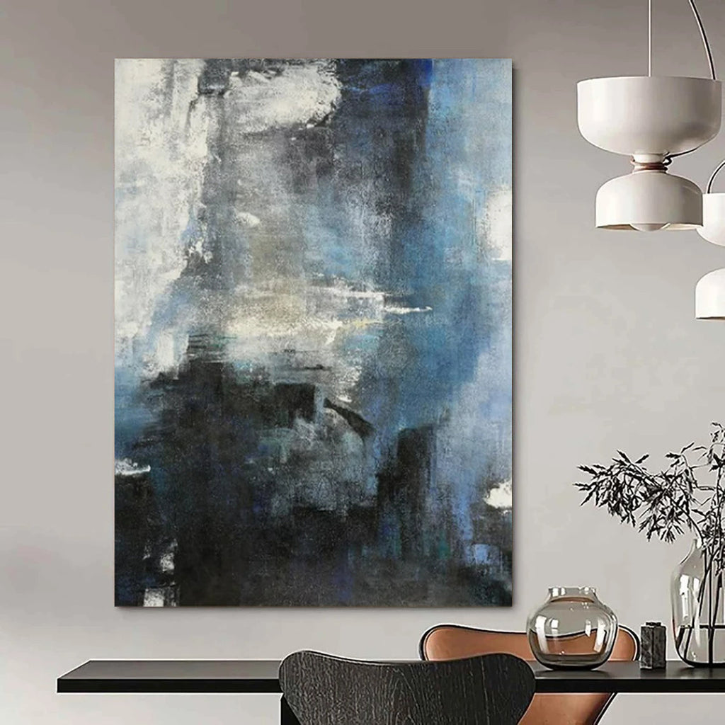 “Blue - Gray Abstract” - Abstract Expressionist Painting On Canvas PT2335
