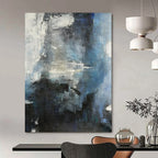 “Blue - Gray Abstract” - Abstract Expressionist Painting On Canvas PT2335