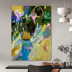 Figurative Color Pop - Abstracted Figure in Vivid Hues Painting On Canvas PS1231