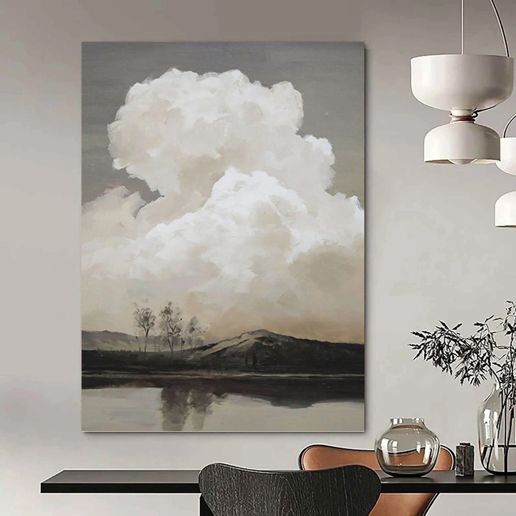 “Monochromatic Cloudscape” - Impressionist - Inspired Landscape Painting On Canvas PT1439