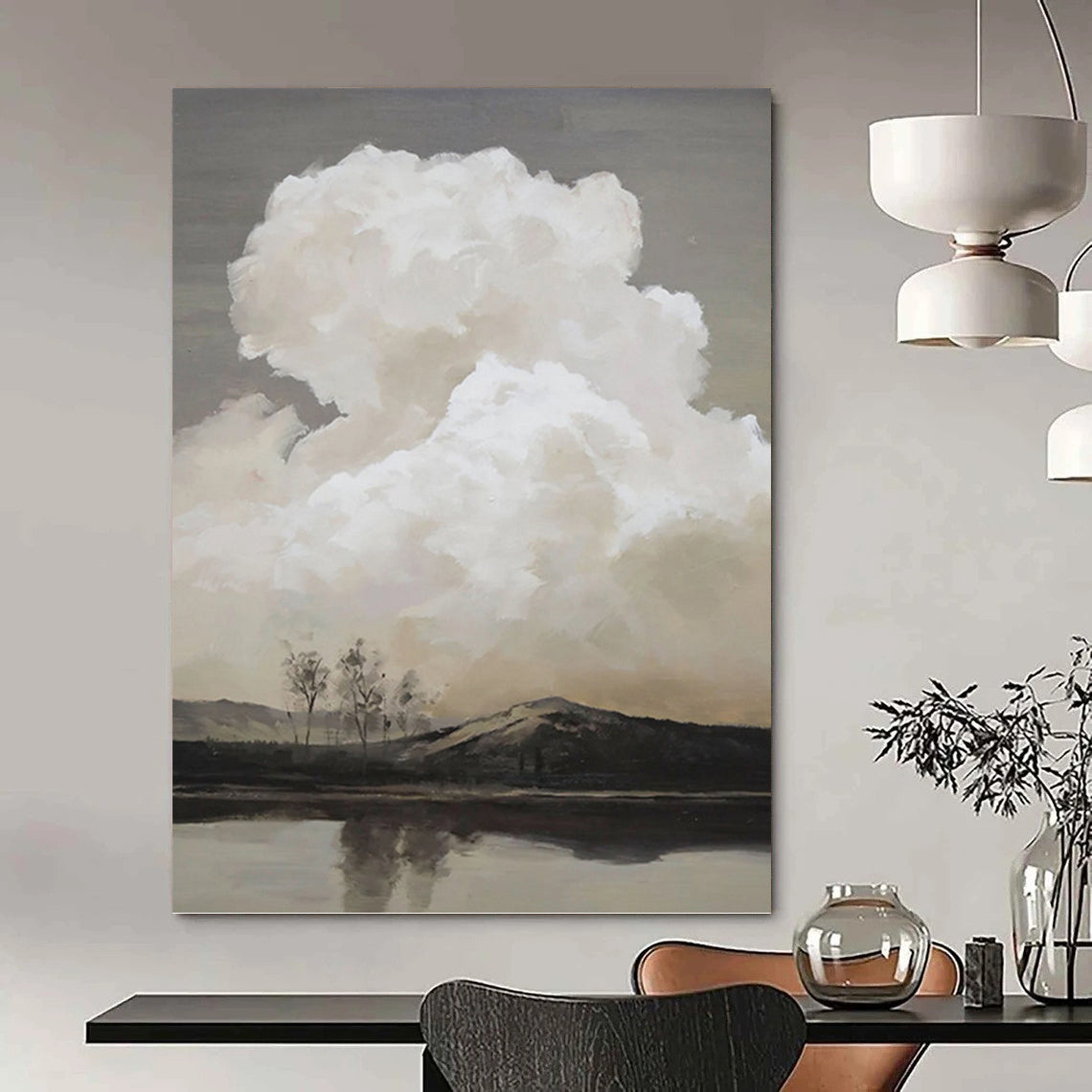 “Monochromatic Cloudscape” - Impressionist - Inspired Landscape Painting On Canvas PT1439