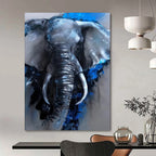 “Blue - Gray Elephant” - Animal, Expressive - Styled Painting On Canvas PT1610