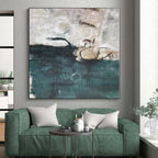 “Teal - Grey Abstract Water Forms” - Moody Abstract Painting On Canvas PS0324