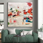 “Red - Colorful Impasto Abstract” - Multicolor, Red Abstract Impasto Painting On Canvas PS0731