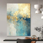 Blue - Gold Abstract Dreamscape Textured Painting On Canvas DS077