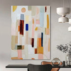 “Pastel Geometric Play” - Soft - Colored Shapes Abstract Painting On Canvas PT1069