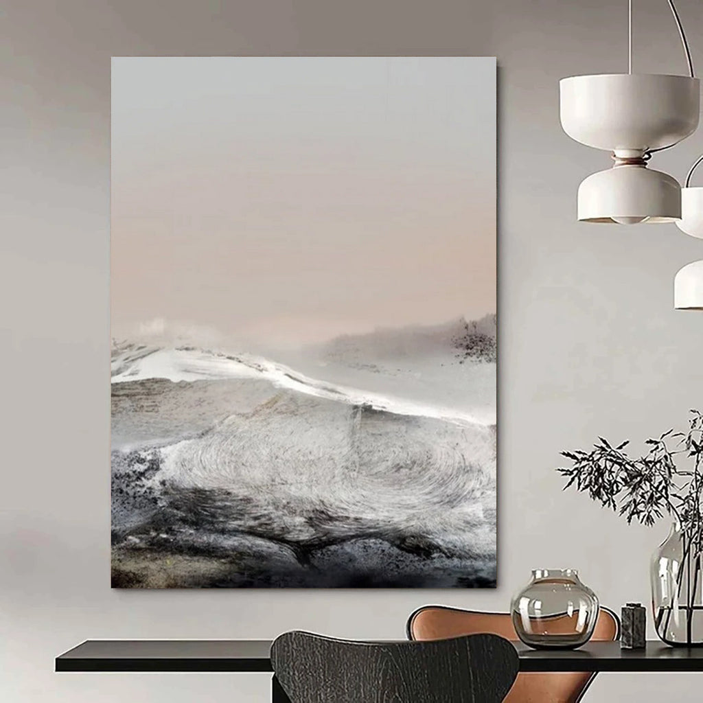 “Misty Mountain Minimalism” - Subtle Tones & Textured Terrain Painting On Canvas DS178