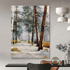 “Snowy Forest Path” - Impressionist Landscape Painting On Canvas PT1274