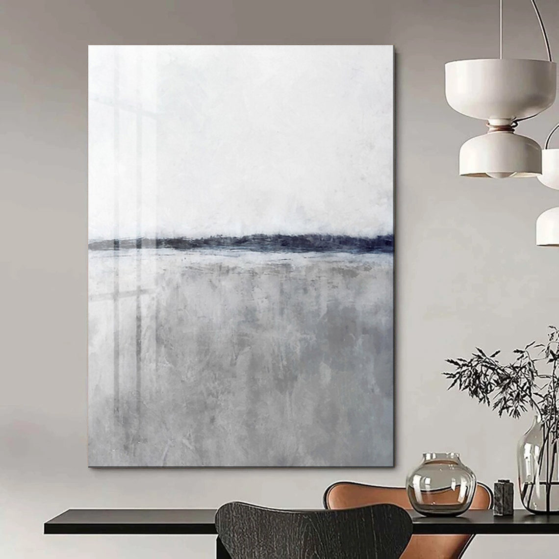 “Monochrome Coastal Horizon” - Minimalist Painting On Canvas PT2024