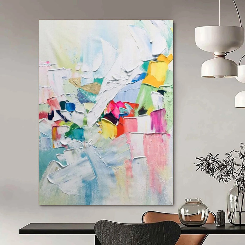 “Colorful Abstract Collage - Bright Shapes & Textured Layers” Painting On Canvas DS267