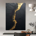 “Black - Gold Textured Abstract” - Luxe Abstract Painting On Canvas PS0167