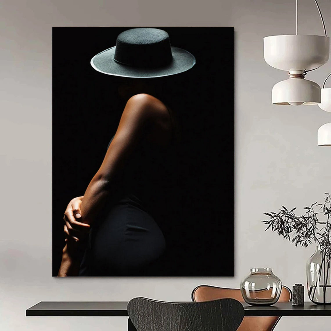 “Black Silhouette Lady” - Monochrome, Mysterious - Themed Painting On Canvas PT1606